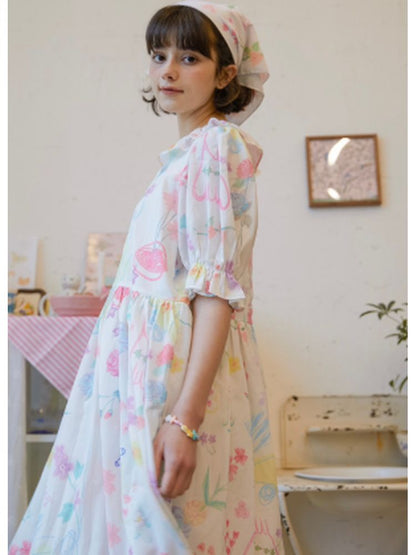 Loose Chiffon Short-sleeved Dress 【s0000002486】