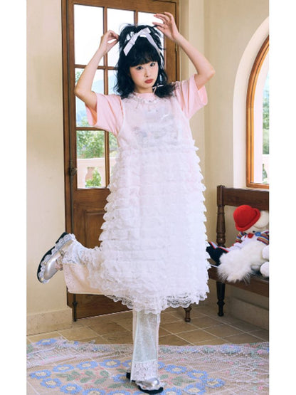 Mesh Lace Hem Dress【s0000002636】