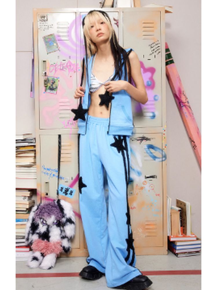 Star decoration hooded vest【s0000002597】