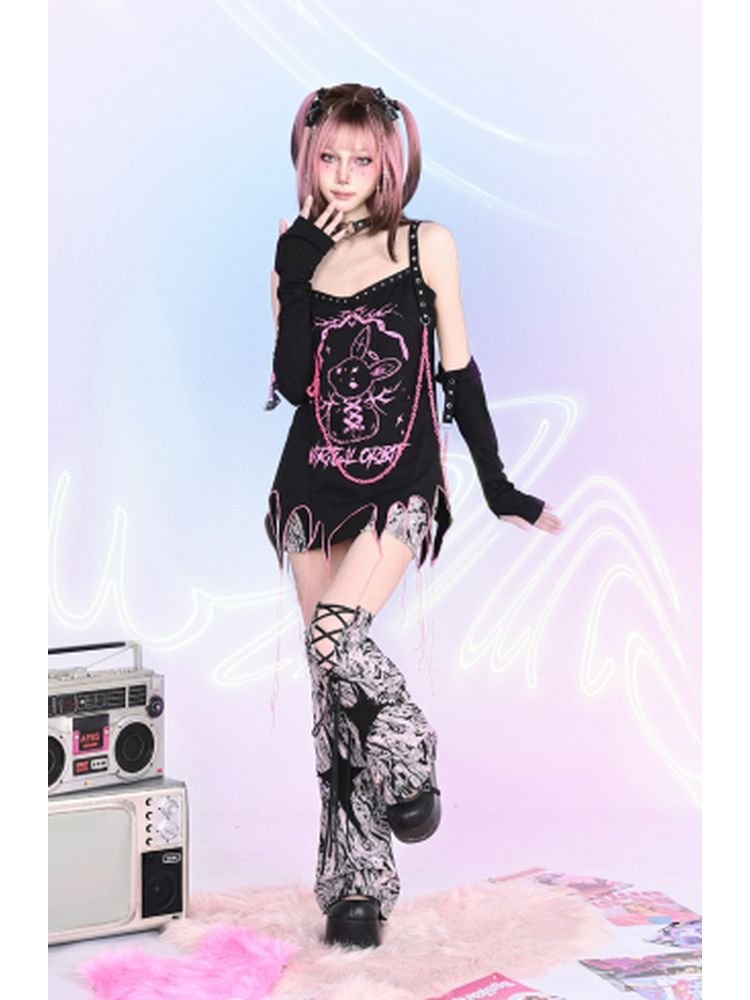 Bunny Print T-Shirt & arm sleeve【s0000002459】