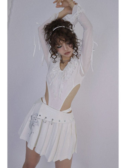 Butterfly Embroidery Pleated Skirt【s0000001821】