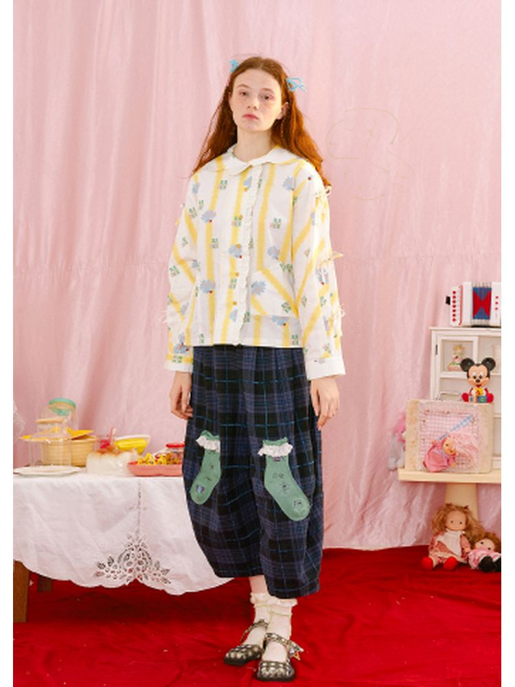 Illustration Print Stripe Shirt【s0000001563】