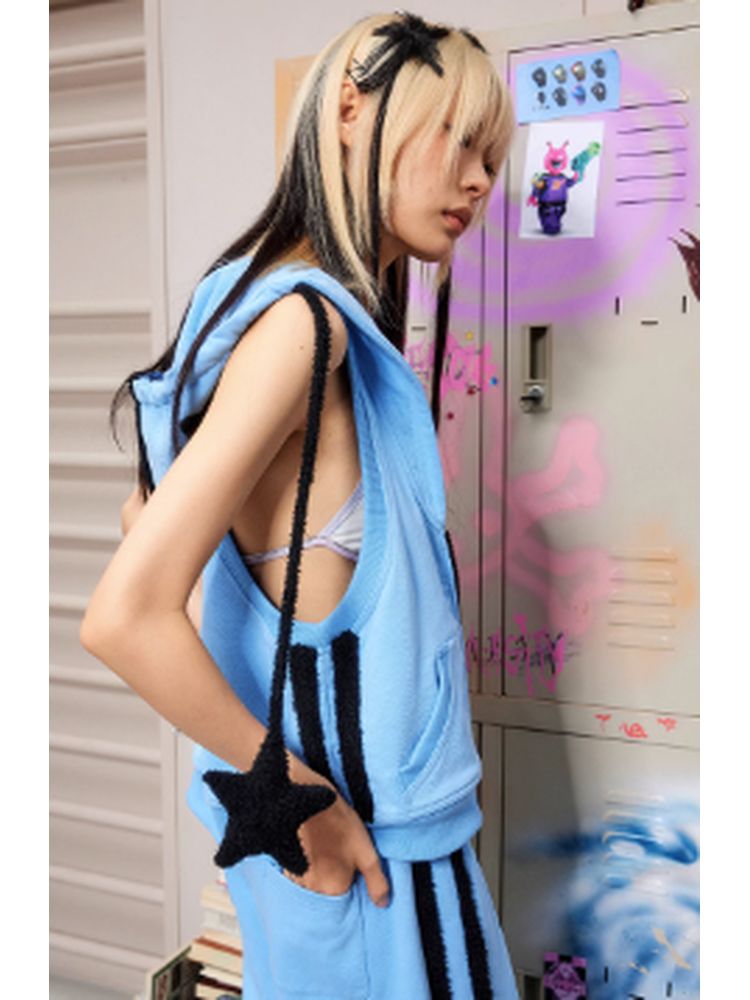 Star decoration hooded vest【s0000002597】