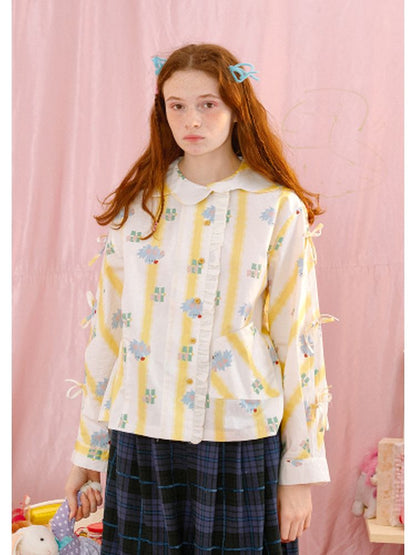 Illustration Print Stripe Shirt【s0000001563】