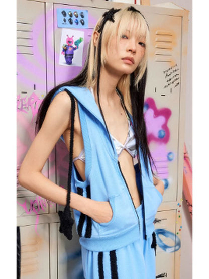 Star decoration hooded vest【s0000002597】