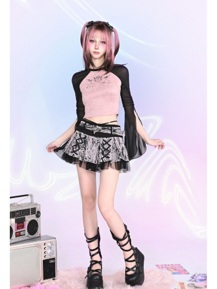 Low waist A-line pleated skirt【s0000002456】