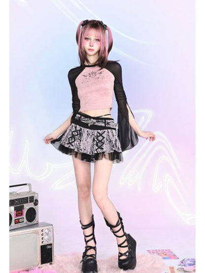 Low waist A-line pleated skirt【s0000002456】