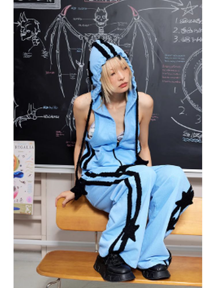 Star decoration hooded vest【s0000002597】