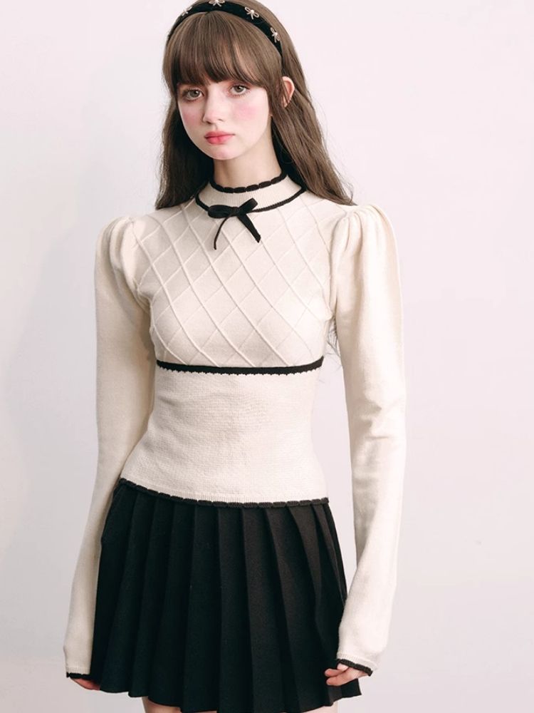 French Chambray Sweater Top Knit Bottoms【s0000004445】