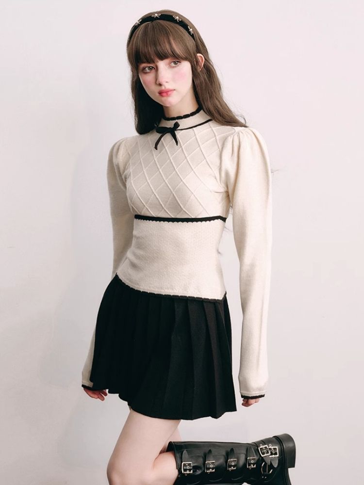 French Chambray Sweater Top Knit Bottoms【s0000004445】