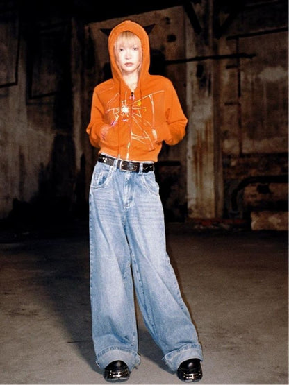 Crackle Print Pointed Short Sweatshirt Jacket【s0000004815】