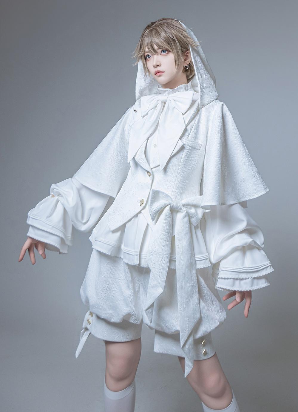 Princess Chronicles - Rabbit Hunting White Moonlight - White Ouji Lolita Jacket & Shorts Set