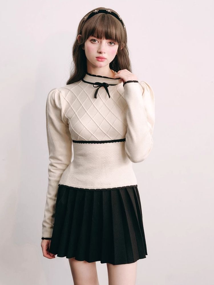 French Chambray Sweater Top Knit Bottoms【s0000004445】