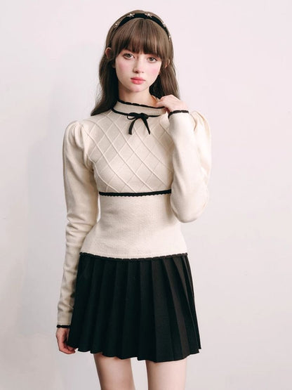 French Chambray Sweater Top Knit Bottoms【s0000004445】