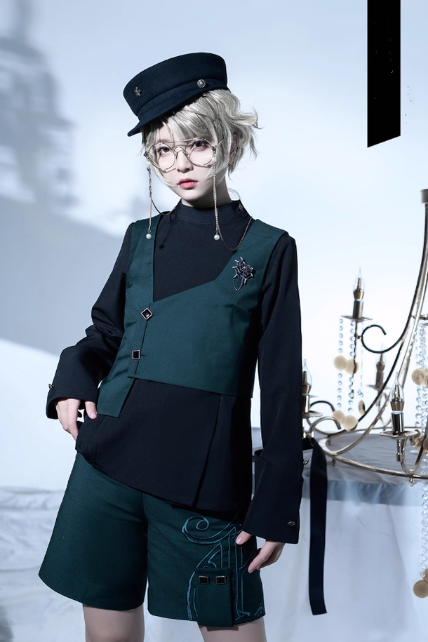 Princess Chronicles - Ruwoxichen - Retro Ouji Lolita Prince Style Black Blouse