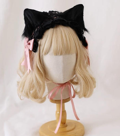 Xiaogui - Gothic Lolita Headband Cat Ear Hairpin