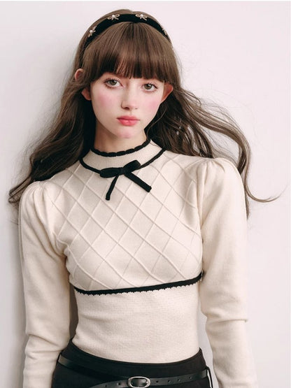 French Chambray Sweater Top Knit Bottoms【s0000004445】