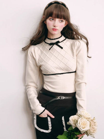 French Chambray Sweater Top Knit Bottoms【s0000004445】