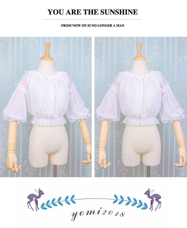 Eieyomi-Middle Sleeve Chiffon Lolita Blouse