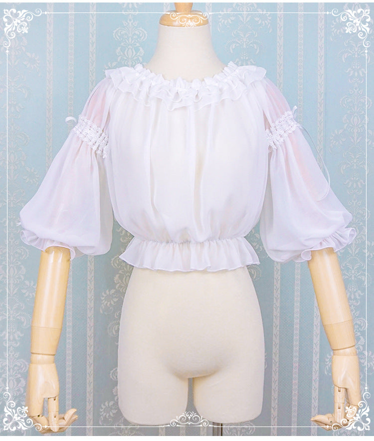 Eieyomi-Middle Sleeve Chiffon Lolita Blouse
