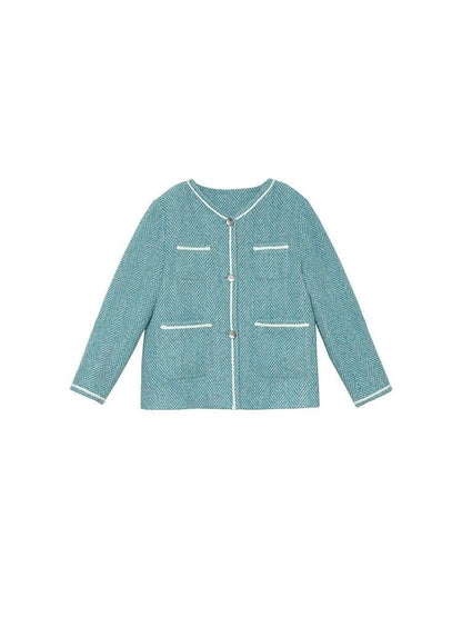 Herringbone pattern wool tweed jacket【s0000005949】