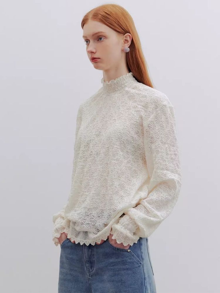 Lace Drop Shoulder Blouse【s0000006187】