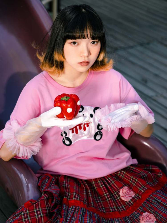 Couple Panda Embroidery T-Shirt【s0000007748】