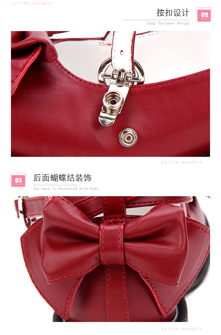 Angelic imprint - Sweet Lolita Bow Shoes, Low Heel, Round Toe