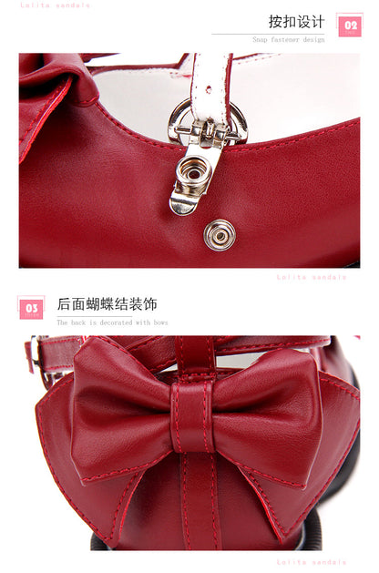 Angelic imprint - Sweet Lolita Bow Shoes, Low Heel, Round Toe