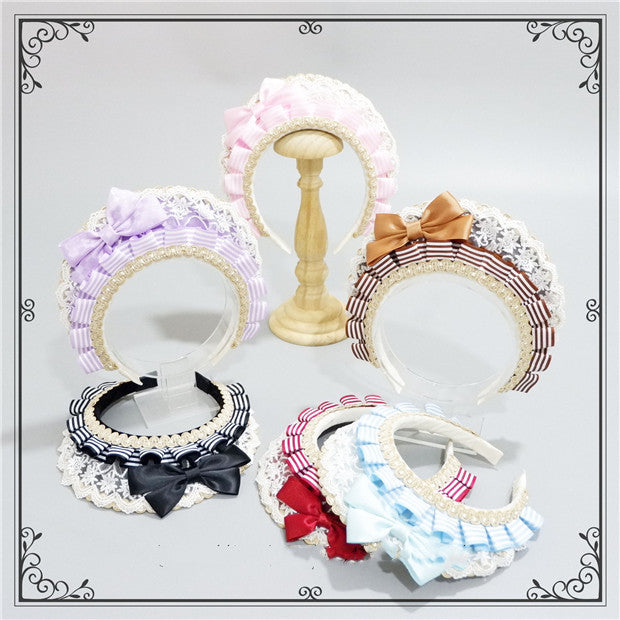 Foxcherry-Sweet Lolita Striped Maid Headdress Multicolors