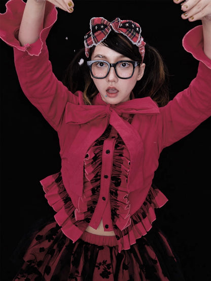 Showa Retro Sweet & Cute Bowknot Frilled Lolita Shirt【s0000003181】