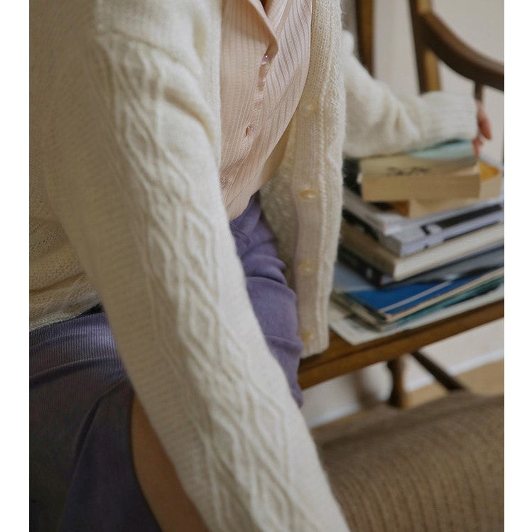 Aran pattern mohair cardigan