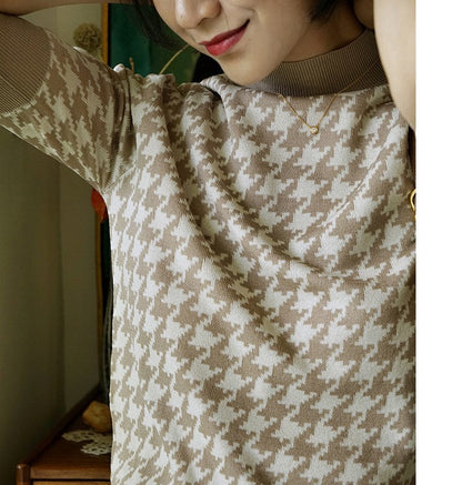 houndstooth vintage turtle knit