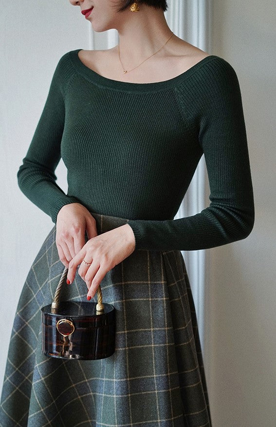 Western ladies plaid retro skirt