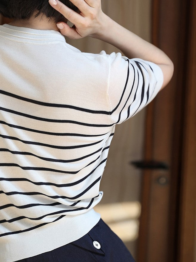 Dark indigo striped retro knit