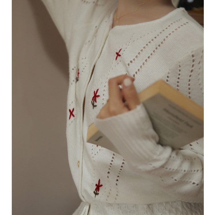 nordic girl embroidery cardigan