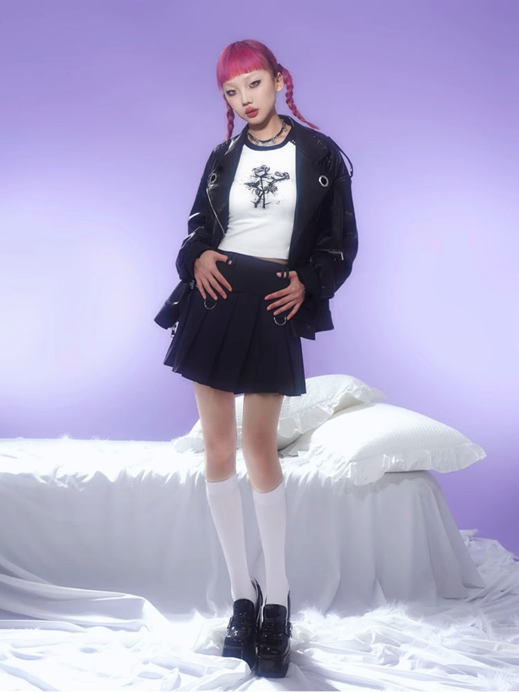 Rose Print Raglan Sleeve T-Shirt【s0000003840】