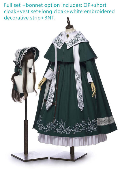 Youpairui - Lobnya - Gothic Nun Lolita Green OP Dress Set