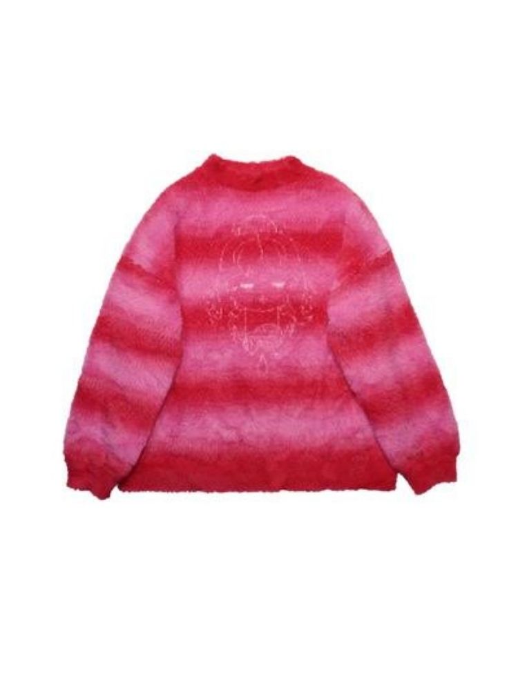 Two-color stripe jacquard sweater【s0000003602】