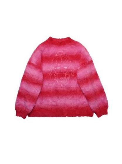 Two-color stripe jacquard sweater【s0000003602】