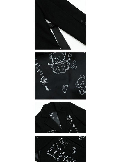 Black Wool Suit Jacket【s0000003618】