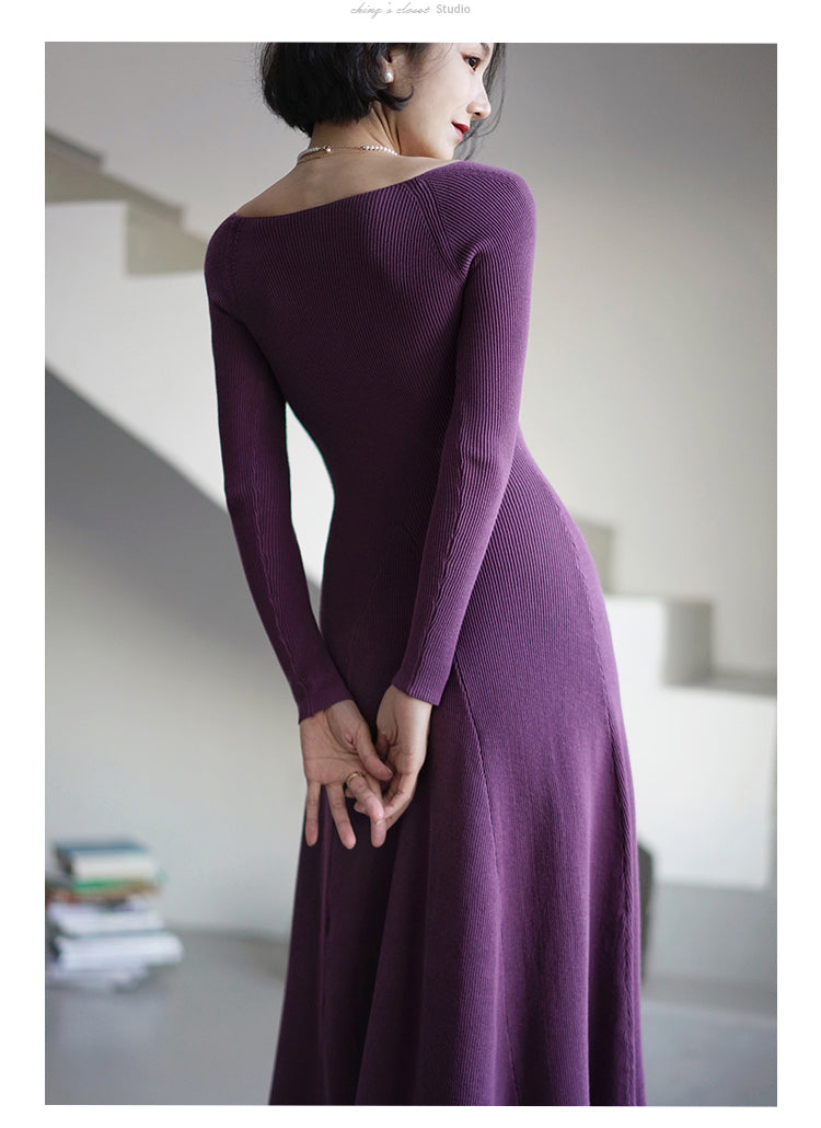 Lady's slim knit dress