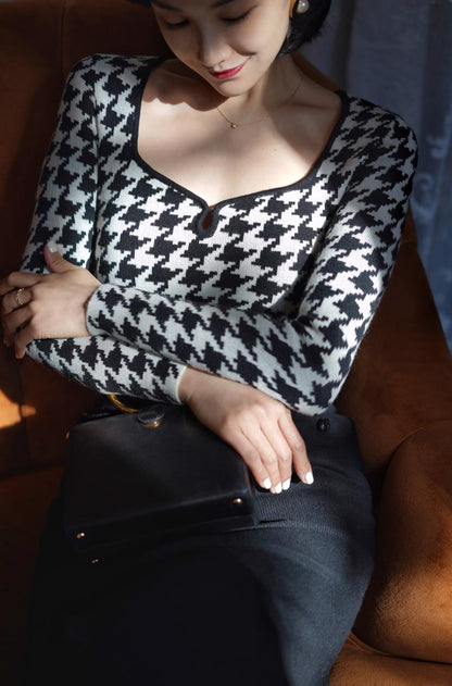 Houndstooth Slim Knit