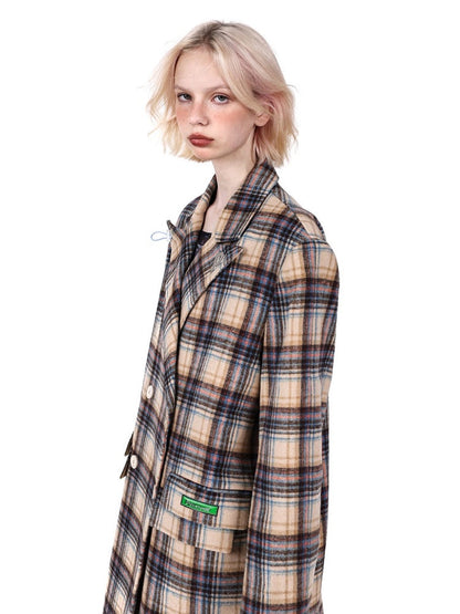 Plaid Mid Length Double Breasted Coat【s0000004348】