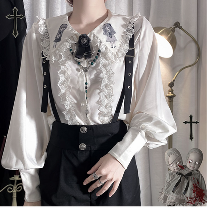 CastleToo - Corroding the Heart - Ouji Lolita Shirt Suspenders Shorts