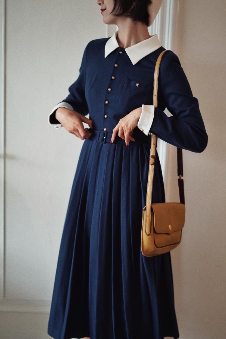 Navy blue classic dress