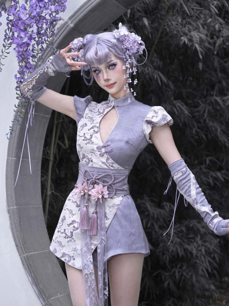 Dragon Pattern Chinese Dress & Ribbon Flower Girdle【s0000009041】