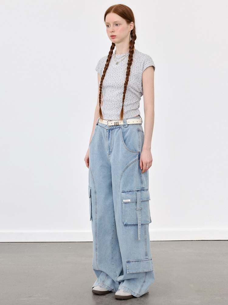 Denim Casual Loose Cargo Pants【s0000008085】