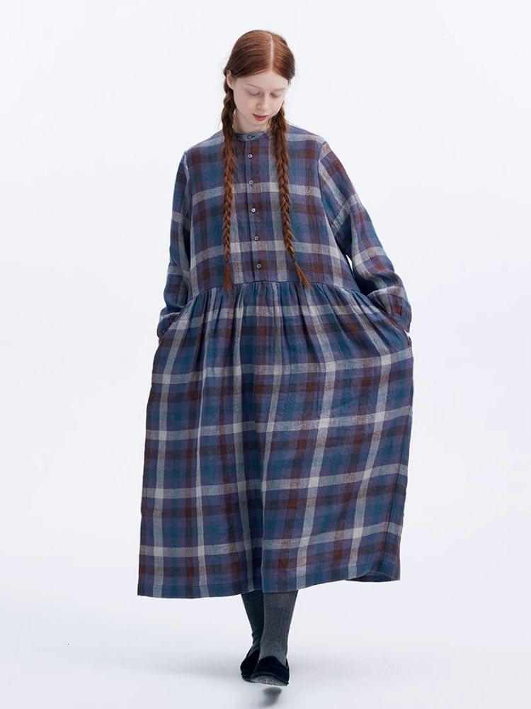 Plaid Long Sleeve Dress【s0000007953】