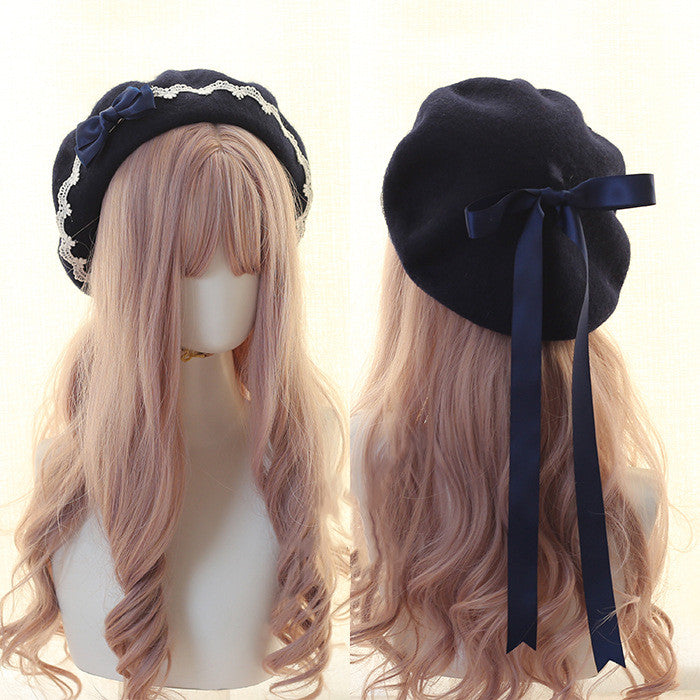 Xiaogui - Japanese Style Sweet Woolen Lolita Lace Beret